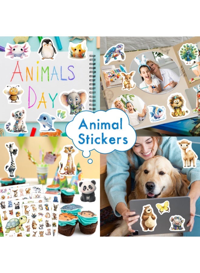 Capstro Kids Watercolor Animal Stickers – 6 Sheets Cute Cartoon Animal Stickers for Crafts, Journals, Scrapbooks & DIY Art Activities - Image 2